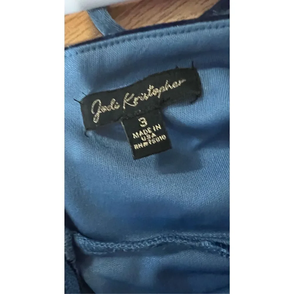 JODI KRISTOPHER BLUE VELOUR SPAGHETTI TOP DRESS JUNIORS SIZE 3